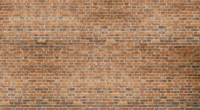 Fototapeta Old red brick wall vintage texture. Grunge stonewall background for text or image.