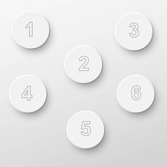 White circles with numbers