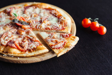 Italian meat pizza on the Board