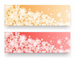 Valentine day banners with hearts
