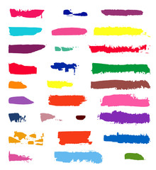 color vector brush strokes of paint on white background