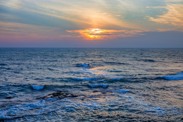 Obraz premium Sunset on tropical coastline