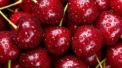 Cherry Background. Sweet organic cherries on market counter