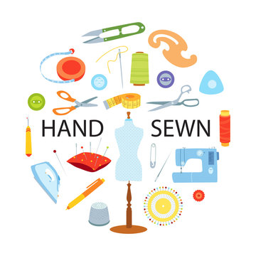 Sewing tools vector concept