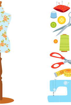 Sewing vector background, border