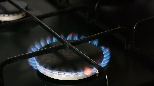 Gas burning in a kitchen stove