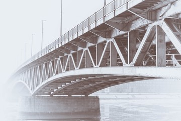 Foggy bridge in Hungary at winter