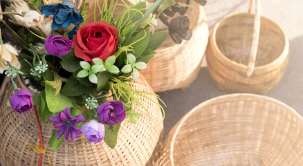 Flowers in Basket Bamboo weave
