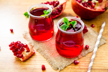 Pomegranate liqueur, Pomegranate juice. 