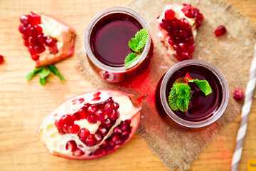 Pomegranate liqueur, Pomegranate juice. 