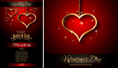 Valentine's Day Restaurant Menu Template Background for Romantic Dinner