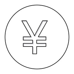 Obraz premium monochrome contour with currency symbol of china in circle vector illustration