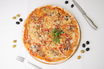 pizza on a table