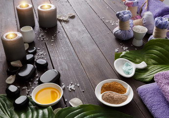 Spa treatment, aromatherapy background. Details and accessories