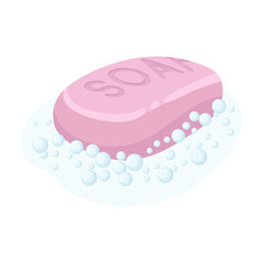Soap icon in cartoon style isolated on white background. Cleaning symbol stock vector illustration.