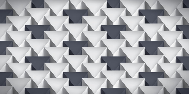 Realistic texture, volume triangles, gray geometric pattern with dark accents, vector design 3d wallpaper