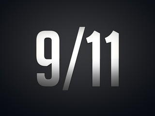 September 11th Patriot Day metallic text on black background 