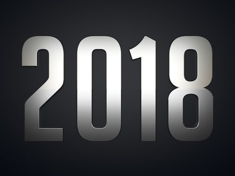 2018 metallic text 3D render calendar background