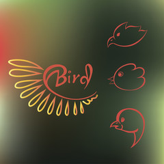 set of silhouettes of birds