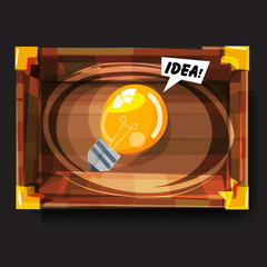 lightbulb of idea in emty box. discover your idea concept - vect