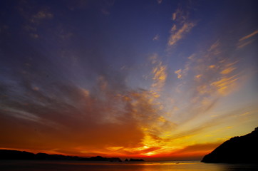 Fototapeta premium 栖原海岸から見る夕日