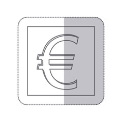 middle shadow monochrome square with currency symbol of euro vector illustration