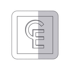 middle shadow monochrome square with currency symbol of european currency unit vector illustration