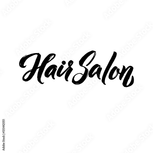 "Hair Salon Typography Square Poster. Vector lettering. Calligraphy