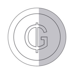 middle shadow monochrome circle with currency symbol of guarani paraguay vector illustration