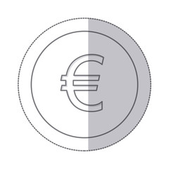 middle shadow monochrome circle with currency symbol of euro vector illustration
