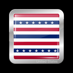 Stars and Stripes Flag. Metal Icon Square Shape