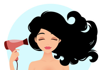 Girl drying hair