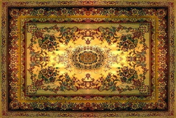 Persian Carpet Texture, abstract ornament. Round mandala pattern, Middle Eastern Traditional Carpet...