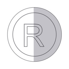 middle shadow monochrome circle with currency symbol of rand south africa vector illustration