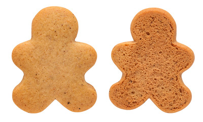 Undecorated Gingerbread Man Cookie isolated on white with clipping path. Cookie is ready for your decorations.