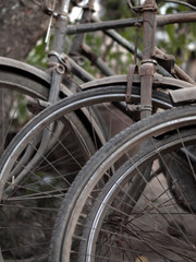 Fototapeta na wymiar ABSTRACT SHOT OF OLD RUSTY BICYCLE PARTS