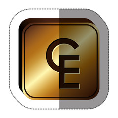 sticker golden square with currency symbol of european currency unit vector illustration