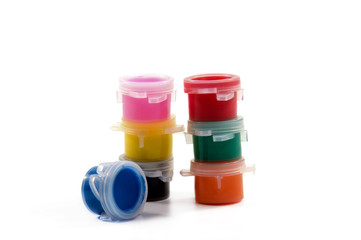 Set of gouache paint Isolated on white background.
