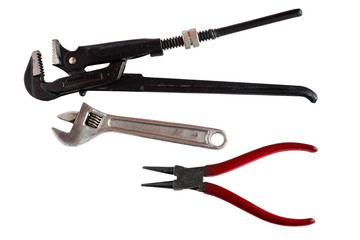 Fototapeta premium Adjustable wrenches, spanners. Isolated on white background