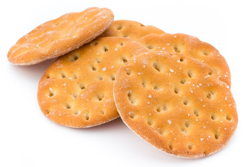 Short pastry cookies isolated on white background.