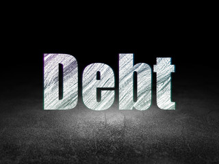 Fototapeta na wymiar Business concept: Debt in grunge dark room