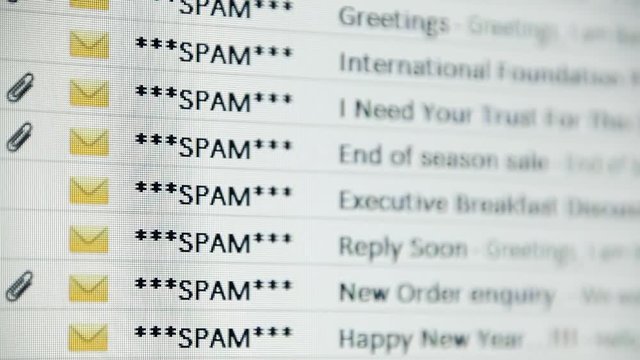 Browsing an email inbox full of spam messages. Mock-up (all elements, including gfx and text, created by me).
