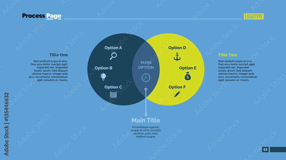 Wall mural Two Circles Venn Diagram Slide Template