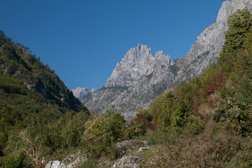 Fototapeta na wymiar Mountains at the Peaks of the balkans trail, Europe