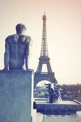Fototapeta na wymiar Trocadero and Eiffel Tower