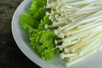 fresh white enoki mushroom, Golden needle mushroom