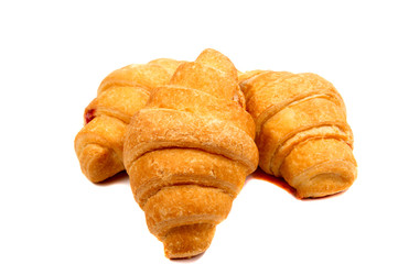Fresh butter croissant, isolated on white background.