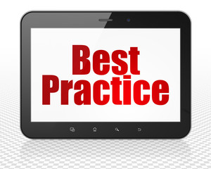 Studying concept: Tablet Pc Computer with Best Practice on display