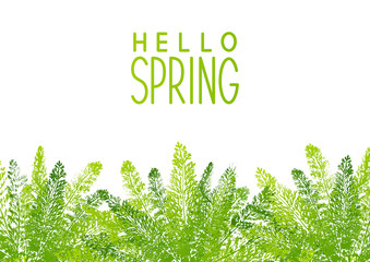 Fototapeta premium Spring background with green leaves 