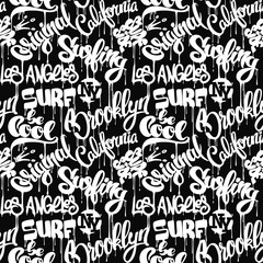 Seamless pattern with hand drawn lettering